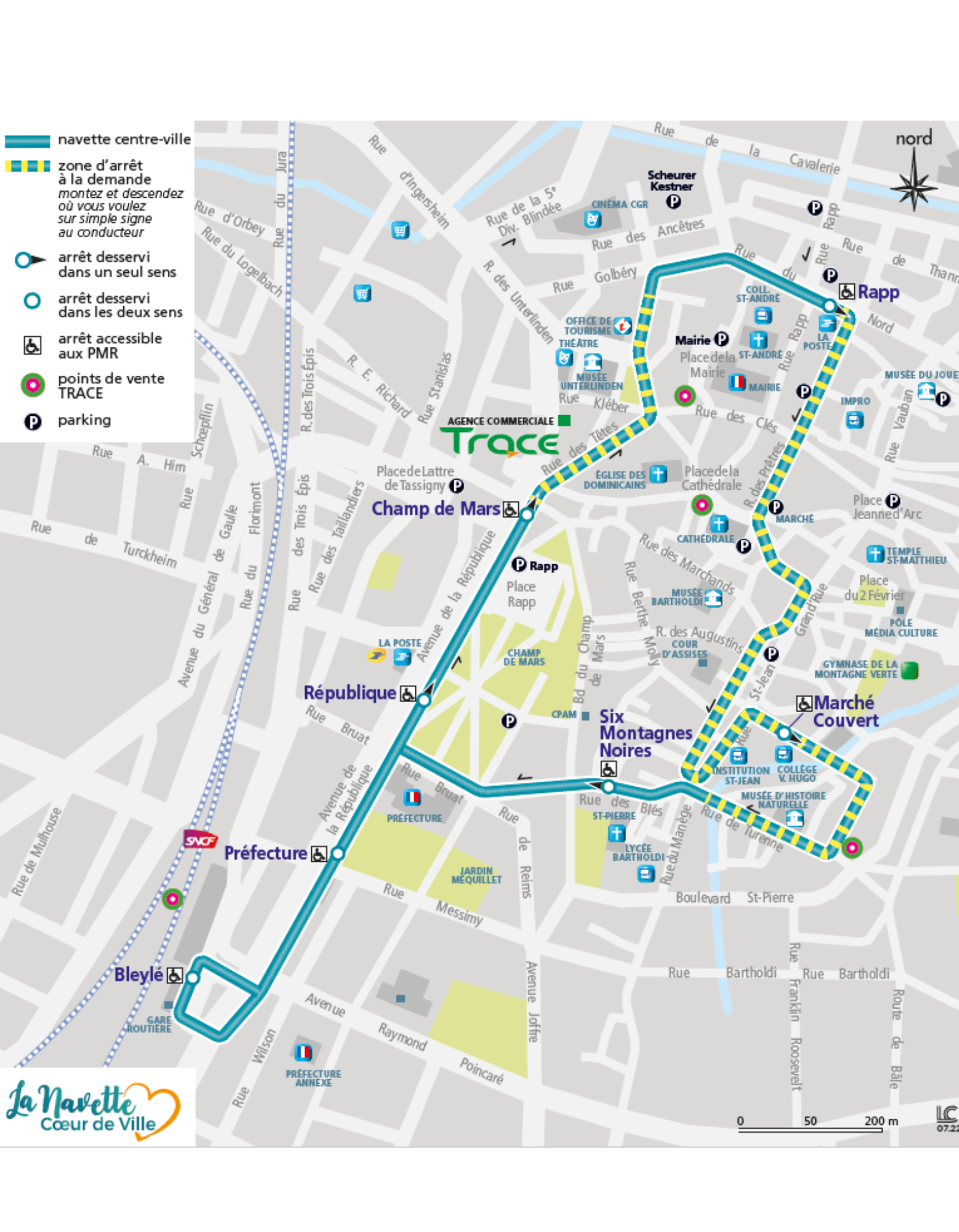 plan circuit navette coeur de ville colmar